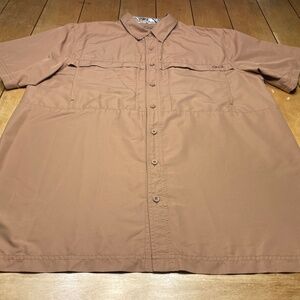 Game Guard Button Down Microfiber Shirt Vented XL Color Khaki